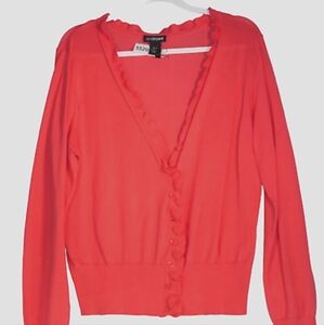 Lane Bryant - Tangerine Ruffle Button Up Cardigan- Size 18/20
